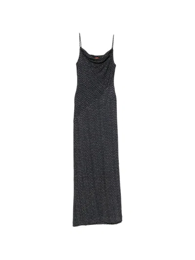 Missoni Zigzag-knit Cowl-neck Maxi Dress In Black