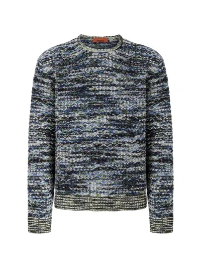 Missoni Three-dimensional Flamed-pattern Sweater In Blue