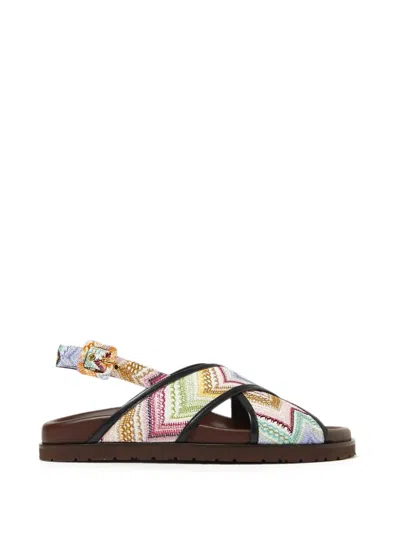 Missoni Zigzag-knit Crossover Sandals In Multi