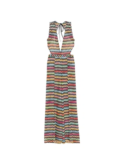 Missoni Zigzag-knit Cut-out Jumpsuit In Multi