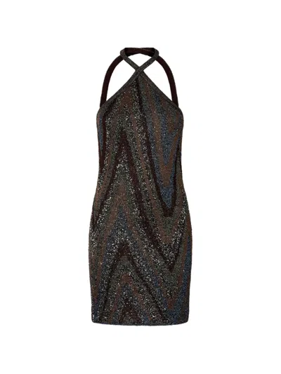 Missoni Zigzag-knit Dress In Brown