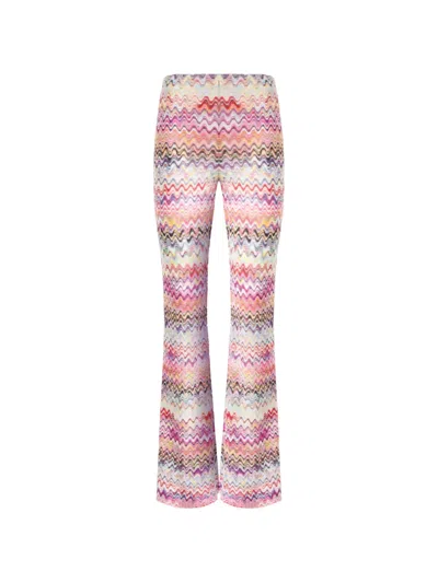 Missoni Zigzag-knit Flared Trousers In Multi