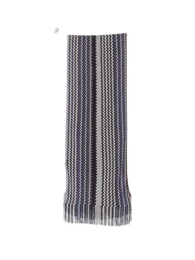 Missoni Zigzag-knit Fringed Scarf In Black
