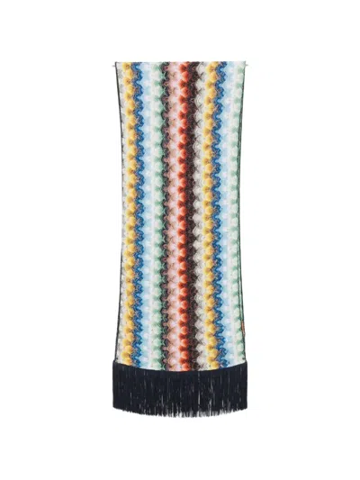 Missoni Zigzag-knit Fringed Scarf In Multi