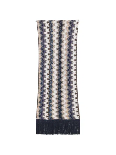 Missoni Zigzag-knit Fringed Scarf In Multi