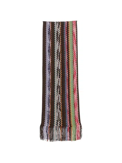 Missoni Multicolor Zig Zag Scarf In Animal Print