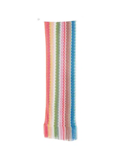 Missoni Zigzag-knit Fringed Scarf In Multi