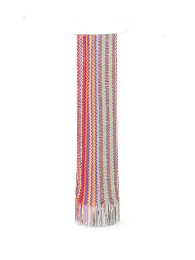 Missoni Zigzag-knit Fringed Scarf In Multi