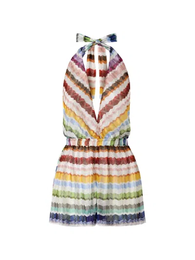 Missoni Zigzag-knit Halterneck Playsuit In Multi