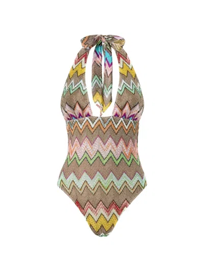 Missoni Striped Metallic One-piece Swimsuit In Multi