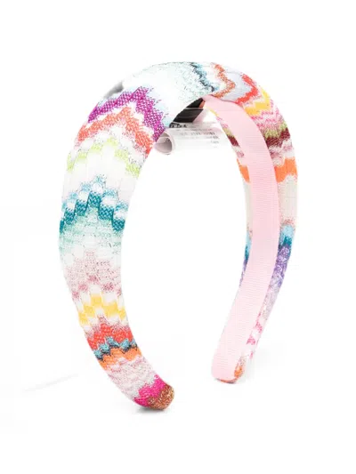 Missoni Zigzag-knit Headband In Pink