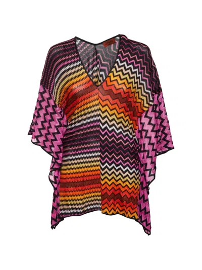 Pre-owned Missoni Zigzag-knit Kaftan In Pink