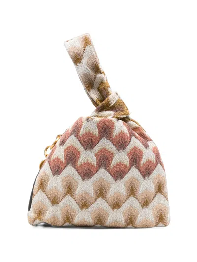 Missoni Zigzag-knit Knotted Mini Bag In Black