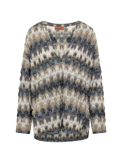 Missoni Zigzag-knit Metallic Blouse In Multi