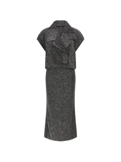 Missoni Zigzag-knit Midi Dress In Gray