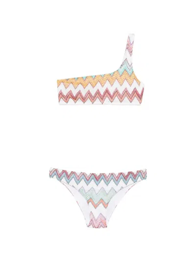Missoni Zigzag-knit One-shoulder Bikini In Multi