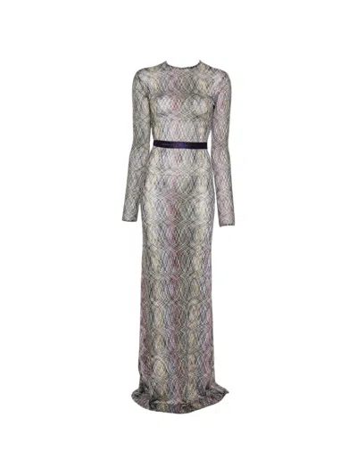 Missoni Zigzag-knit Open-back Dress In Silver
