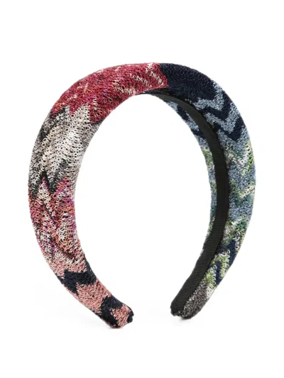 Missoni Zigzag-knit Padded Headband In Brown