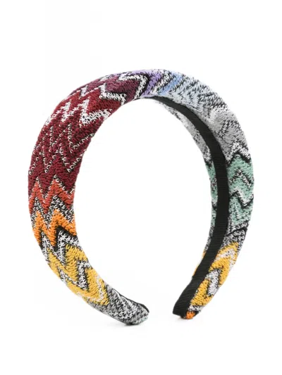 Missoni Zigzag-knit Padded Headband In Brown