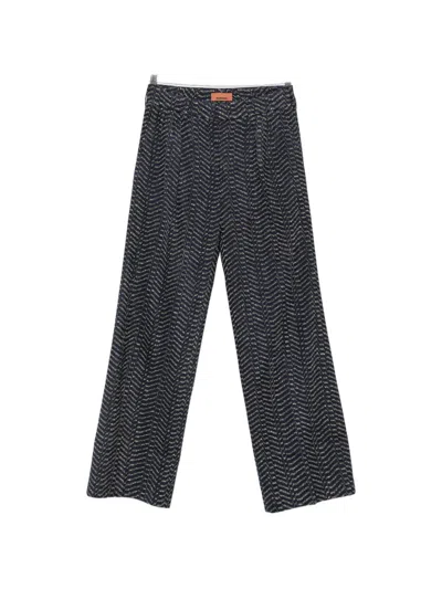 Missoni Zigzag-knit Palazzo Pants In Blue
