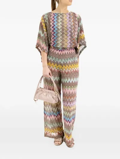 Missoni Zigzag-knit Palazzo Pants In Animal Print