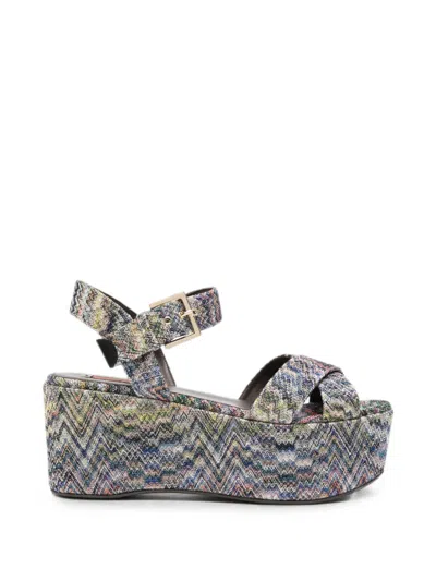 Missoni Zigzag-knit Platform Sandals In Multi