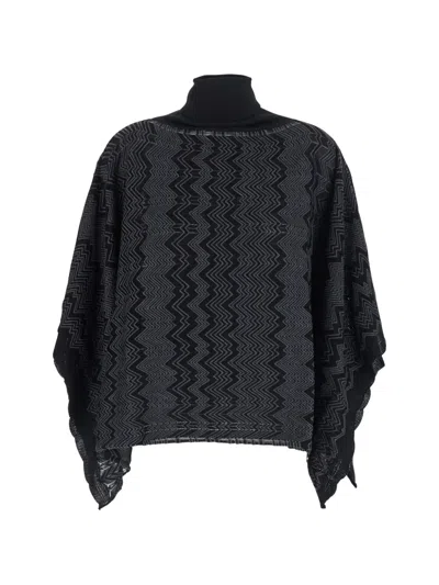 Missoni Zigzag-knit Poncho In Animal Print