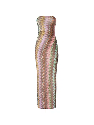 Missoni Zigzag-knit Ruched Maxi Dress In Multi