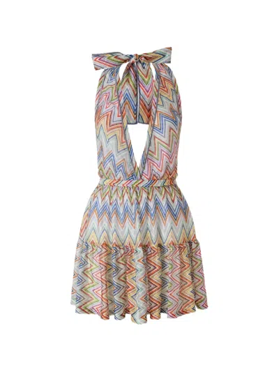 Missoni Zigzag-knit Ruffled Dress In Multi