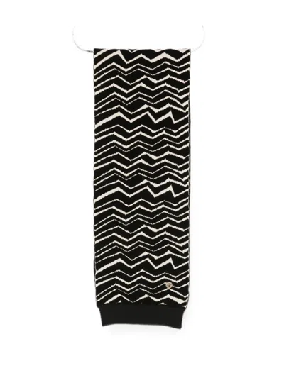 Missoni Kids' Zigzag-knit Scarf In Black