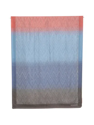 Missoni Zigzag-knit Scarf In Purple