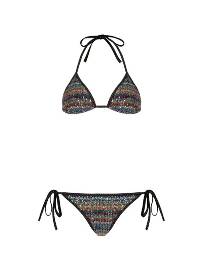 Missoni Zigzag-knit Sequin-embellished Bikini In Multi