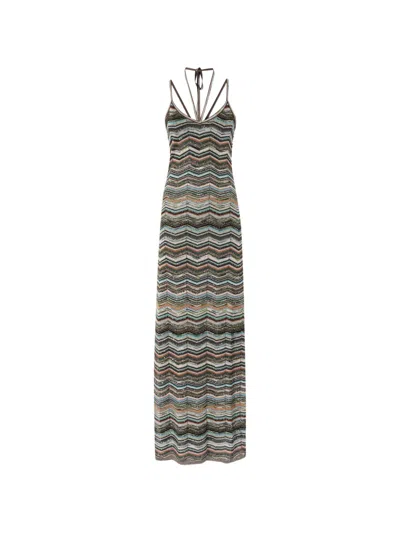 Missoni Zigzag-knit Sequin-embellished Dress In Black
