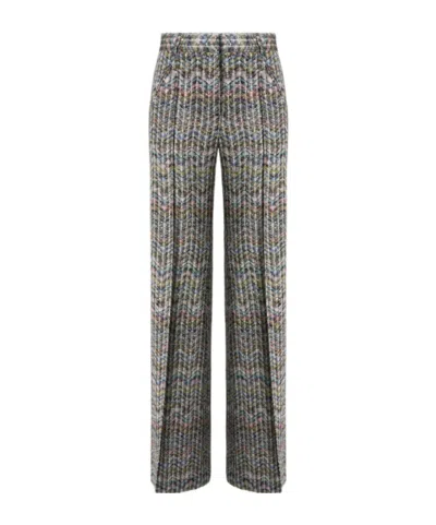 Missoni Zigzag-knit Sequin-embellished Trousers In Gray