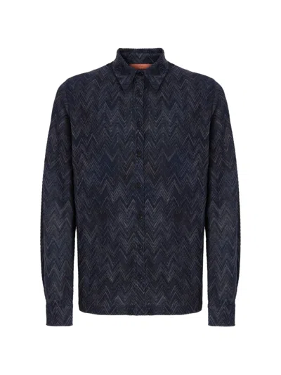 Missoni Zigzag-knit Shirt In Blue
