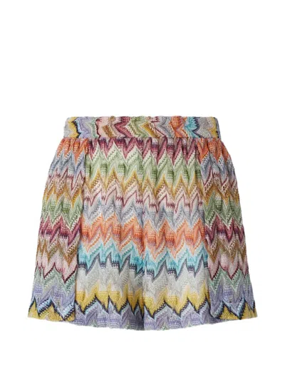 Missoni Zigzag-knit Shorts In Blue
