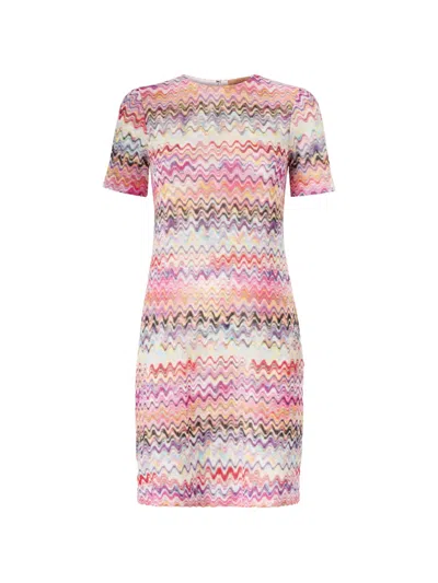 Missoni Zigzag-knit Short-sleeve Dress In Multi
