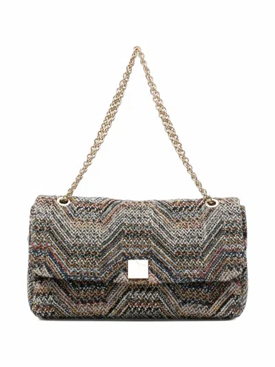 Missoni Zigzag-knit Shoulder Bag In Gray