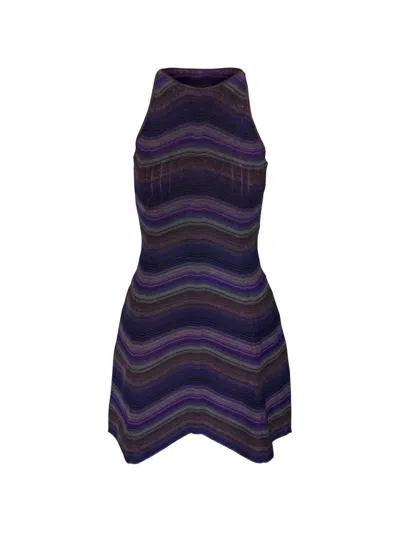 Missoni Zigzag-knit Sleeveless Mini Dress In Purple