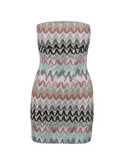 Missoni Zigzag-knit Strapless Mini Dress In Multi