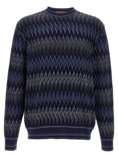 Missoni Zigzag-knit Sweater In Navy