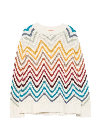 Missoni Kids' Zigzag-knit Jumper In Neutrals
