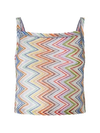 Missoni Zigzag-knit Tie-back Top In Multi
