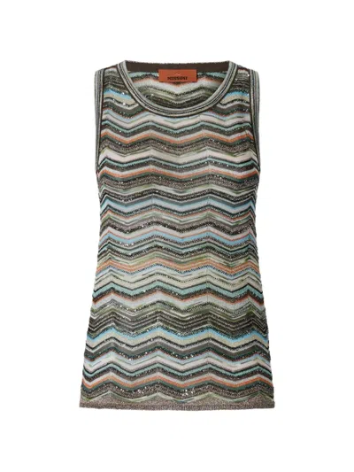 Missoni Sleeveless Chevron Viscose-blend Top In Multi