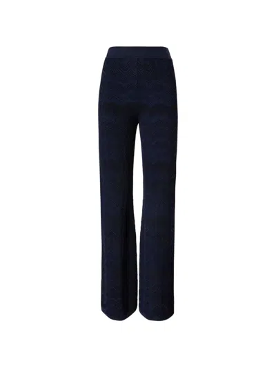 Missoni Zigzag-knit Trousers In Blue