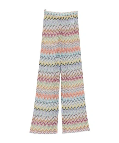 Missoni High Waist Flared Trousers Summer Zigzag Pattern In Multi