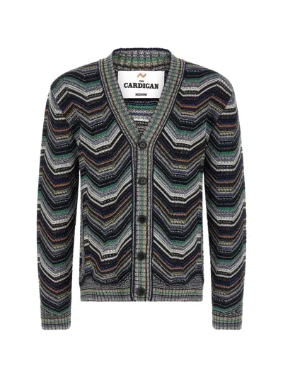 Missoni Zigzag-knit V-neck Cardigan In Multi