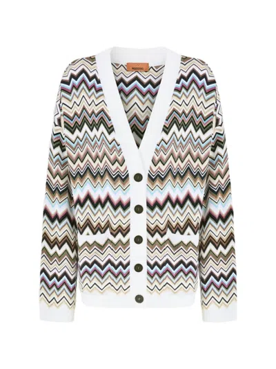 Missoni Zigzag-knit V-neck Cardigan In Multi