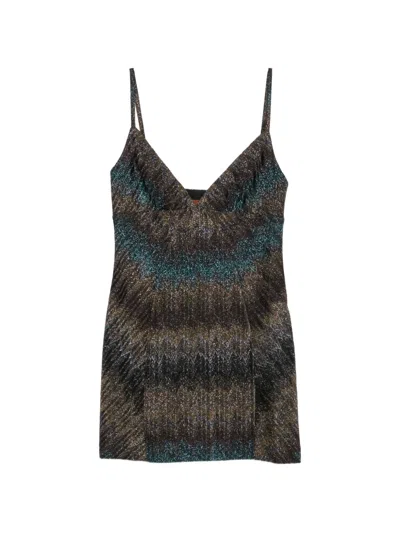 Missoni Zigzag-knit V-neck Mini Dress In Multi