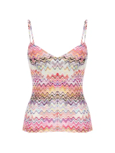 Missoni Zigzag-knit V-neck Top In Multi